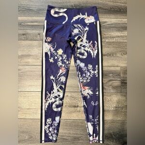 NOLI Yoga Serpent Floral Leggings Navy Blue Snakes & Flowers Athletic Size L